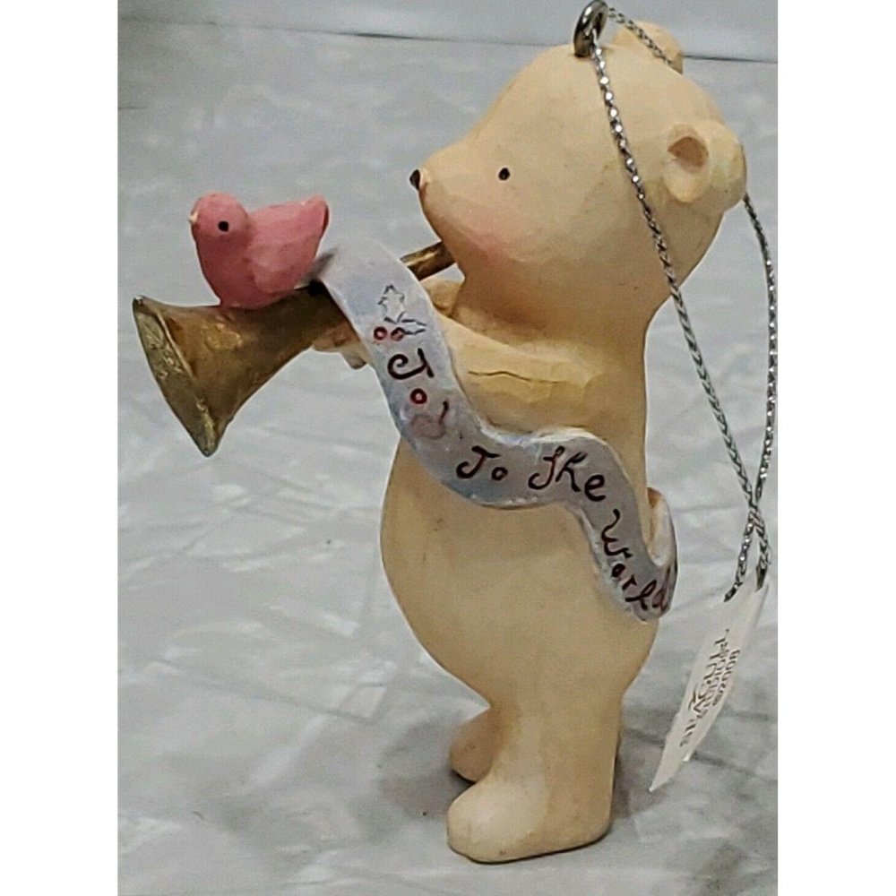 Heartstrings Teddie Christmas holiday Ornament teddy bear 3" Seagull Studio 2008